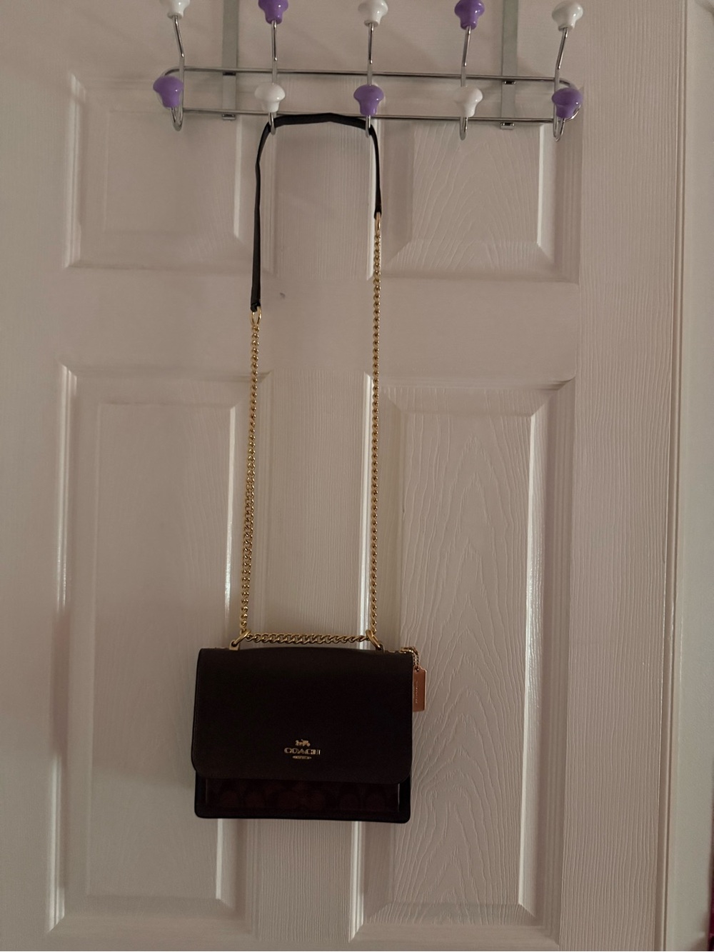 Coach Dark Brown Crossbody with Gold Chain